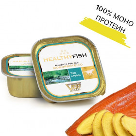 Пастет за кучета HEALTHY MEAT Mono Protein Trout And Patatoes със 100% чист протеин от пъстърва и картофи